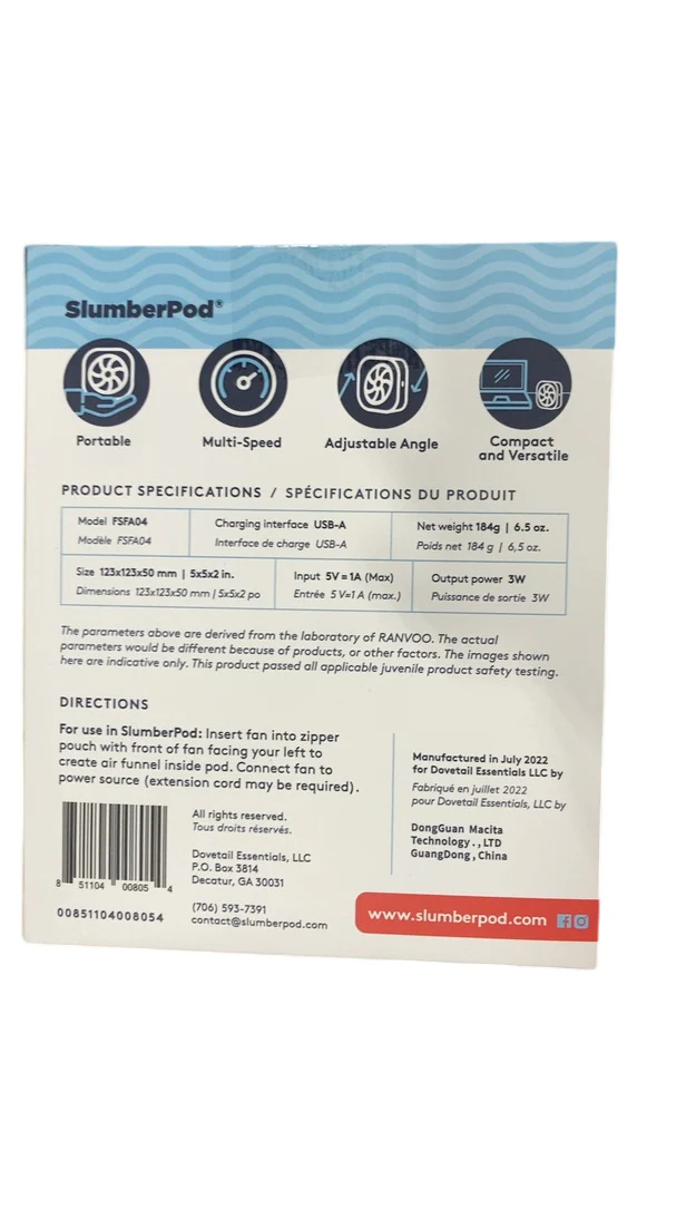 SlumberPod Portable Fan, Blue - Image 3