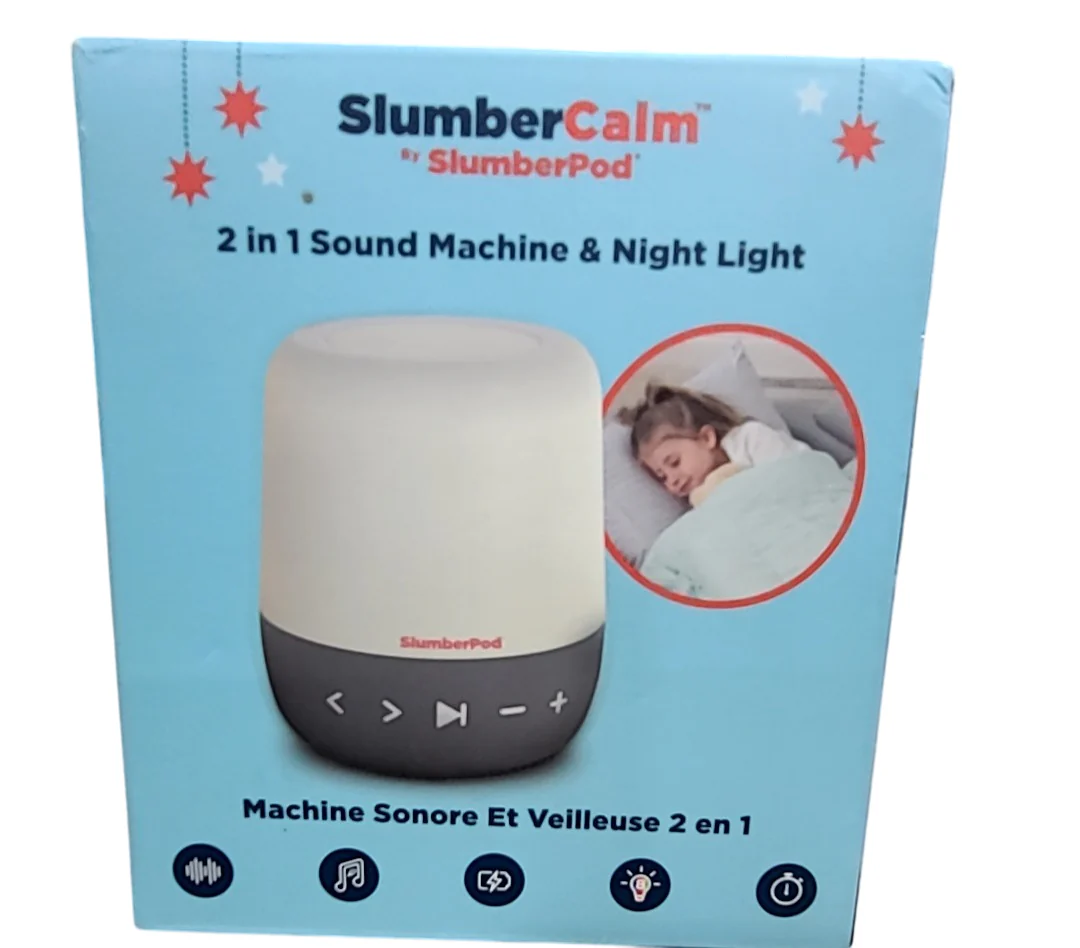 SlumberPod SlumberCalm 2 in 1 Sound Machine & Night Light, White/Gray - Image 4