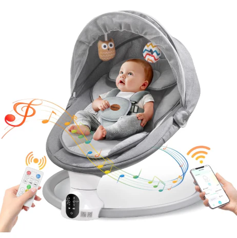 Smelluck Bluetooth Portable Infant Swing , Light Grey