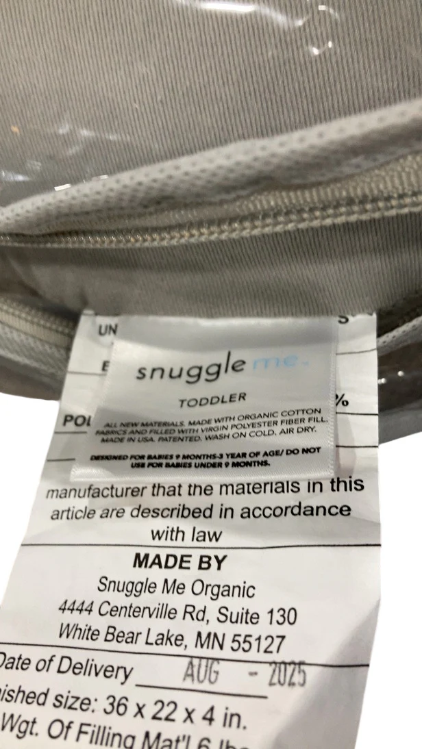 Snuggle Me Organic Sensory Toddler Lounger, Stone - Image 3