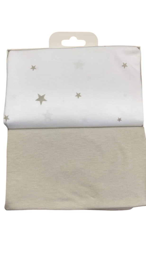 Snuz 2 Pack Fitted Sheets, Gray Star - Image 2