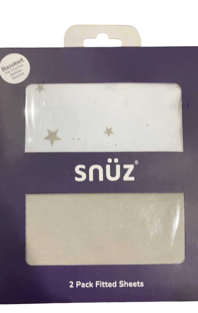 Snuz 2 Pack Fitted Sheets, Gray Star - Image 3