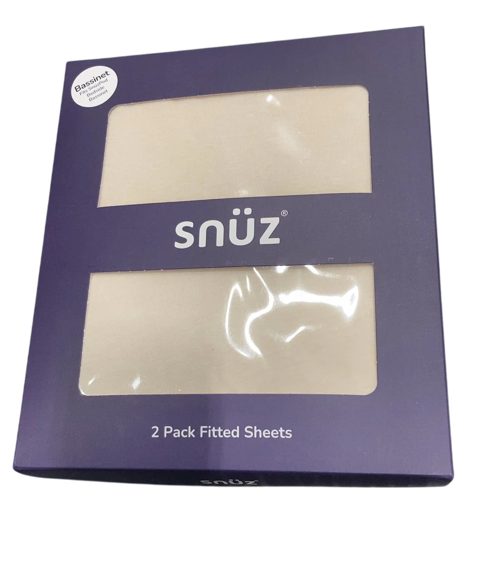 Snuz 2 Pack Fitted Sheets, Sand/Cloud - Image 2