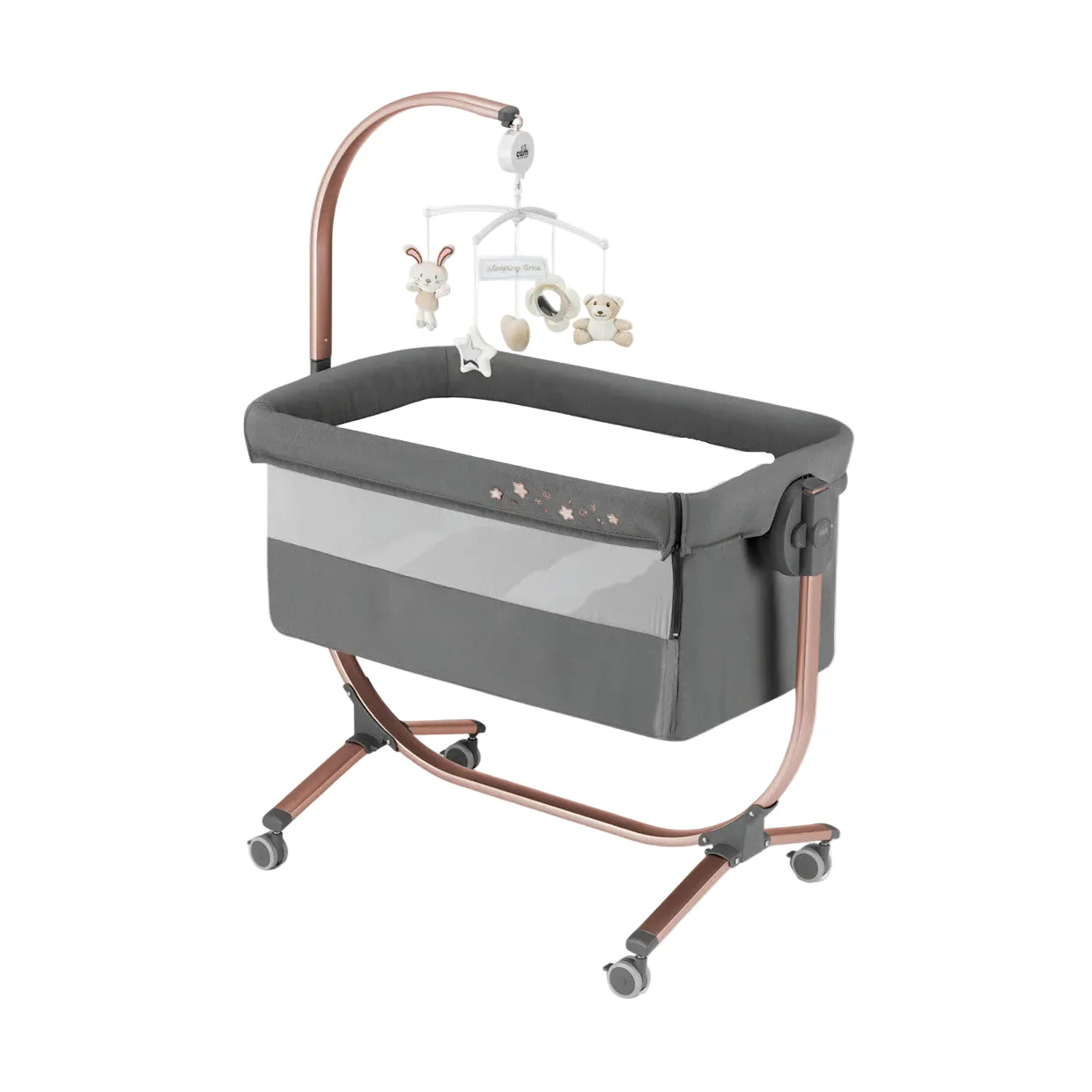 Sorelle Cullami Co Sleeper Crib with Mobile, Rose Gold/Grey