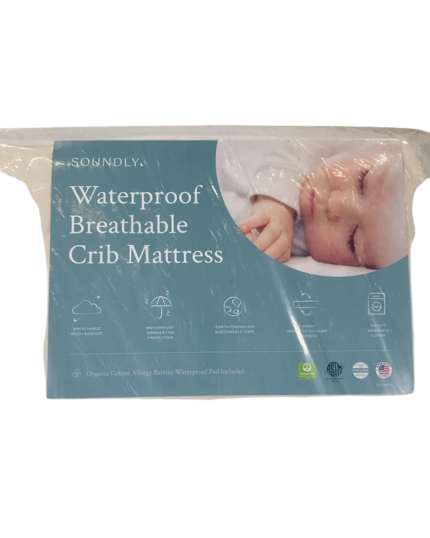 Soundly Waterproof Breathable Crib Mattress with Pad, White - Image 3