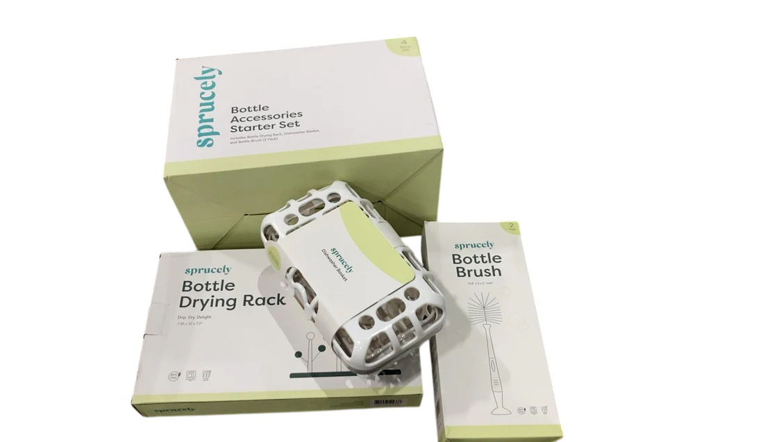 Sprucely Bottle Accessories Starter Set, White/Sage - Image 2