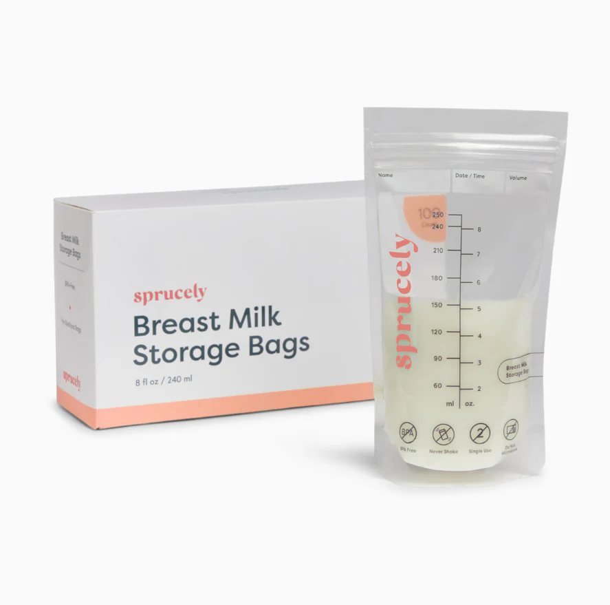 Sprucely Breast Milk Storage Bags, 100 count