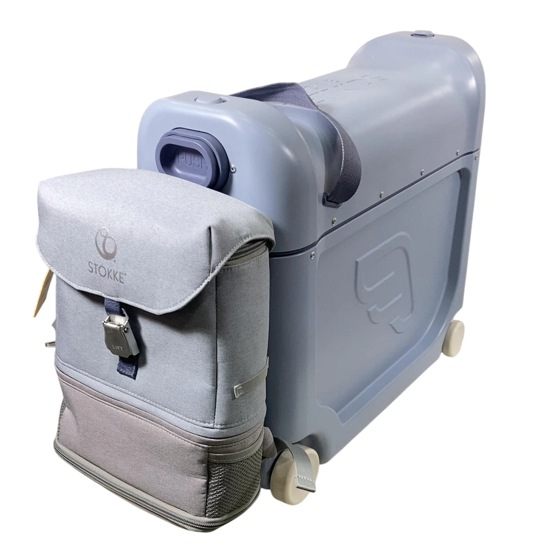 Stokke JetKids BedBox + Crew Backpack Travel Bundle, Arctic Blue