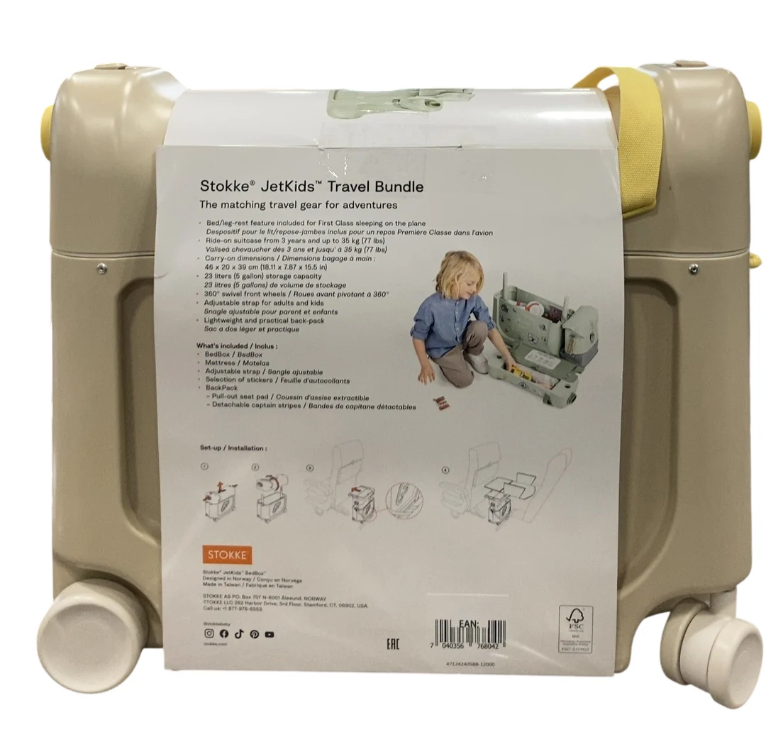 Stokke JetKids BedBox + Crew Backpack Travel Bundle, Moonglow White - Image 2