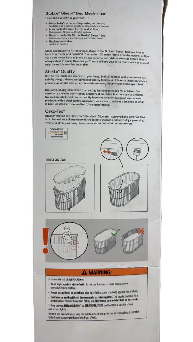 Stokke Sleepi Bed Breathable Mesh Liner, V3, White - Image 4
