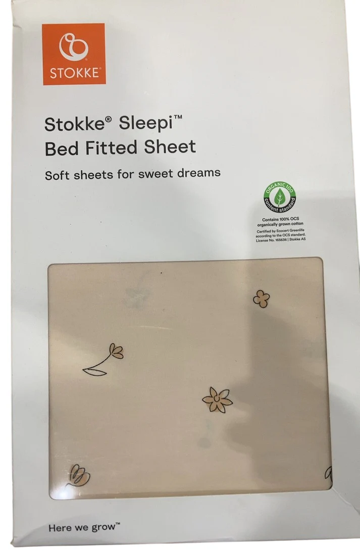 Stokke Sleepi Fitted Sheet, Flower Ecru, V3 - Image 2