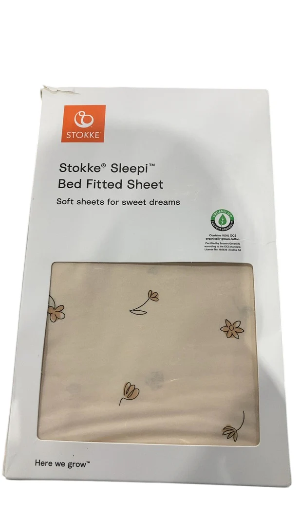 Stokke Sleepi Fitted Sheet, V3, Flower Ecru - Image 2