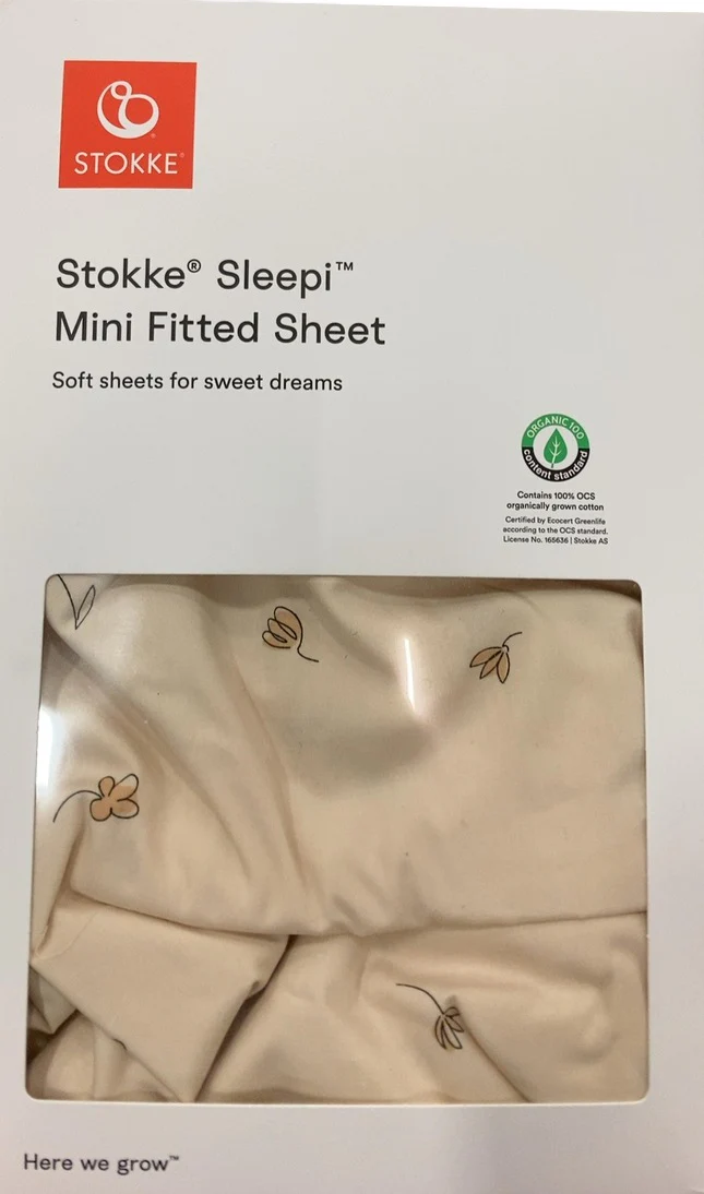 Stokke Sleepi Mini Fitted Sheet, Flower Ecru, V3 - Image 3