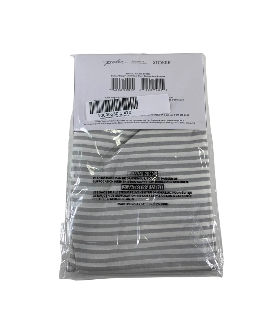 Stokke Sleepi Mini Fitted Sheet, Stripped Away Pebbles, V3 - Image 3