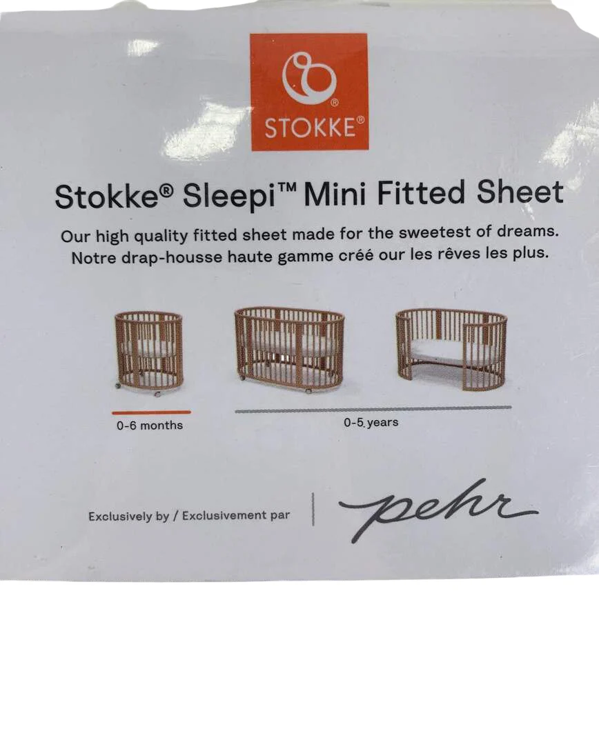 Stokke Sleepi Mini Fitted Sheet, Stripped Away Pebbles, V3 - Image 4