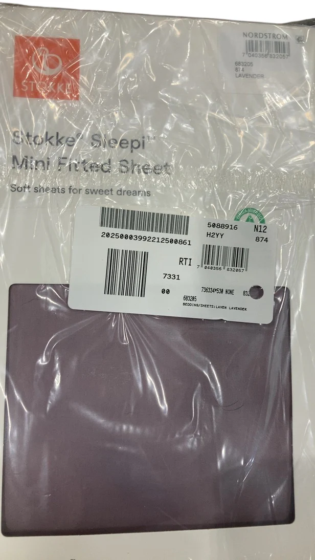 Stokke Sleepi Mini Fitted Sheet, V3, Lavender - Image 2