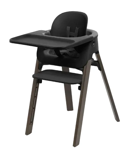 Stokke Steps High Chair, Black Seat with Bamboo Warm Brown Legs