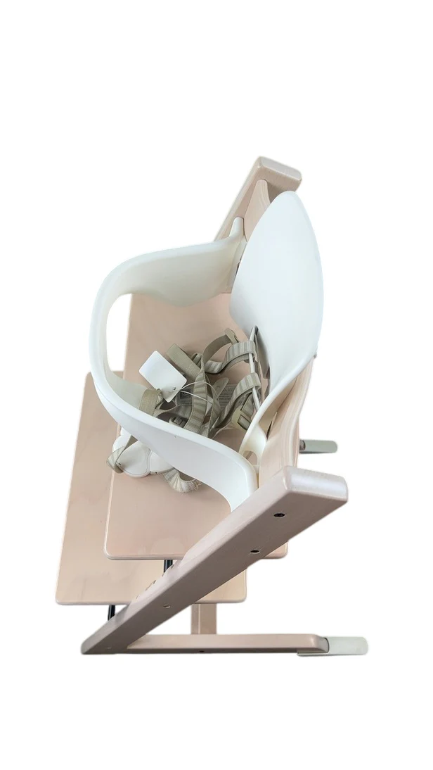 Stokke Tripp Trapp High Chair with Baby Set and Tray, Serene Pink, White - Image 5