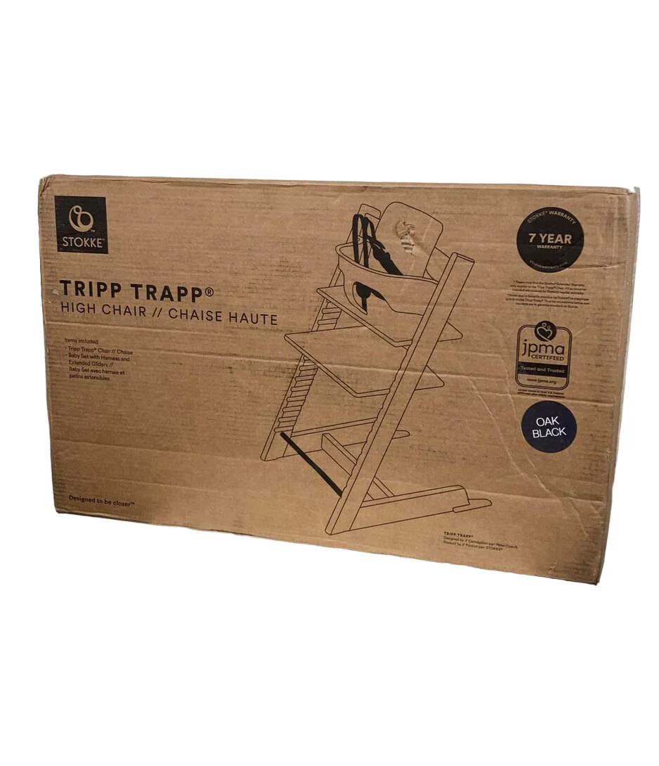 Stokke Tripp Trapp High Chair With Baby Set, Oak Black, 1 - Image 3