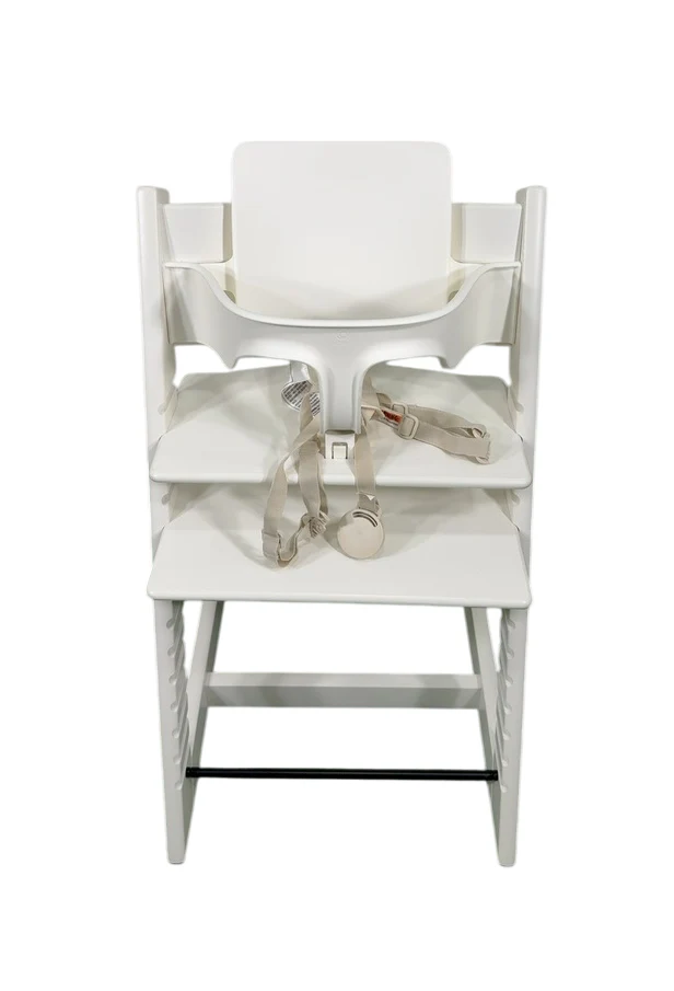 Stokke Tripp Trapp High Chair² with Newborn Set, White, Grey, White with Beige Harness