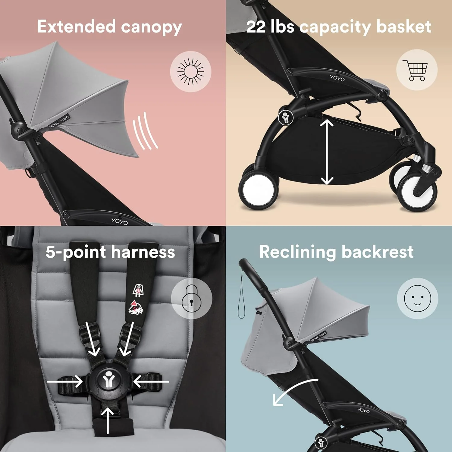 Stokke YOYO3 Complete Stroller, Black, Stone, 2025 - Image 2