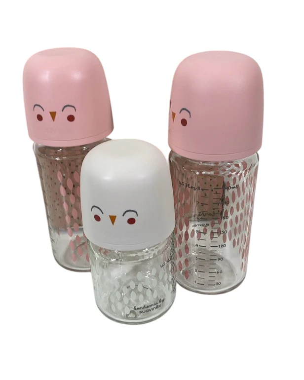 Suavinex Bonhomia SX PRO Glass Bottle Set, Beige/Pink