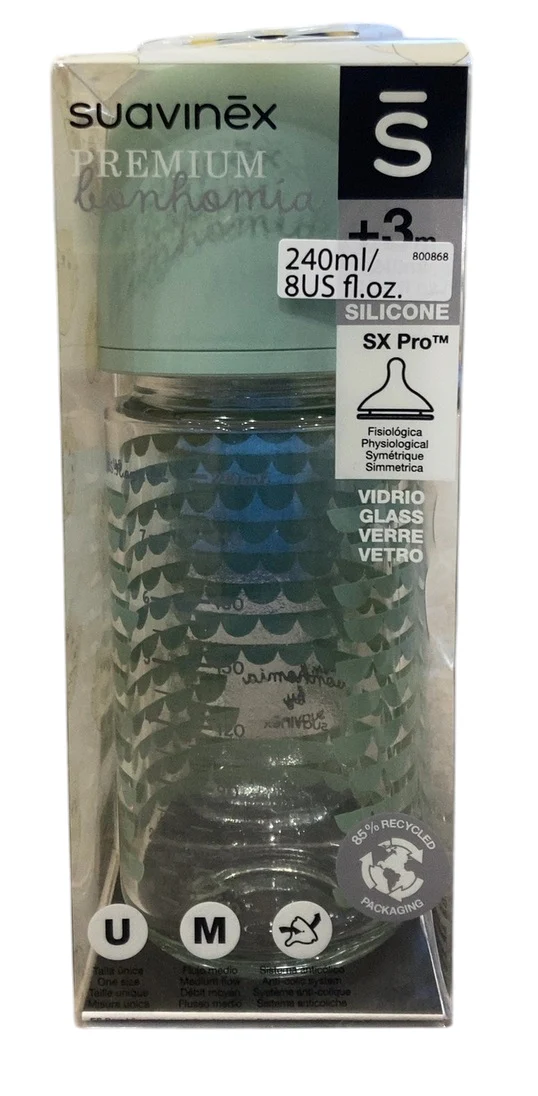 Suavinex Bonhomia SX PRO Glass Bottle Set, Mint/Beige - Image 2