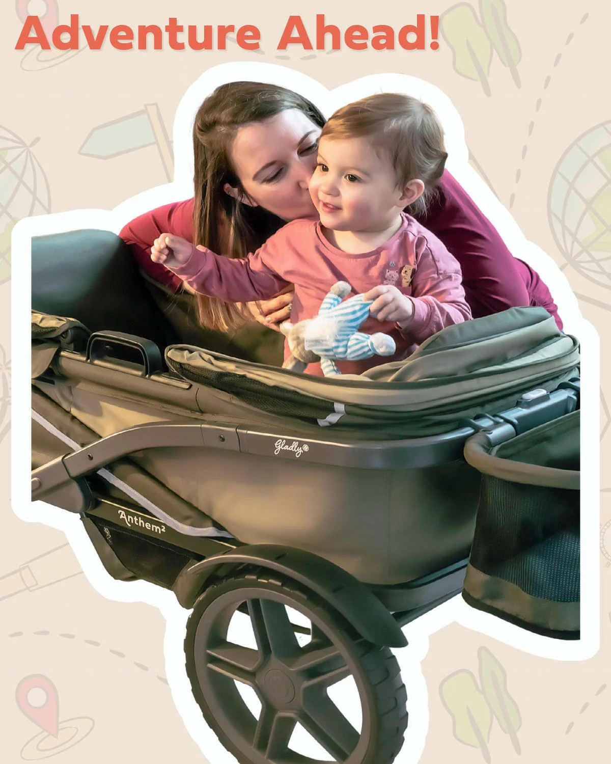 Gladly Family The Adventure Bundle: Anthem Deluxe All-Terrain Stroller Wagon - Image 3