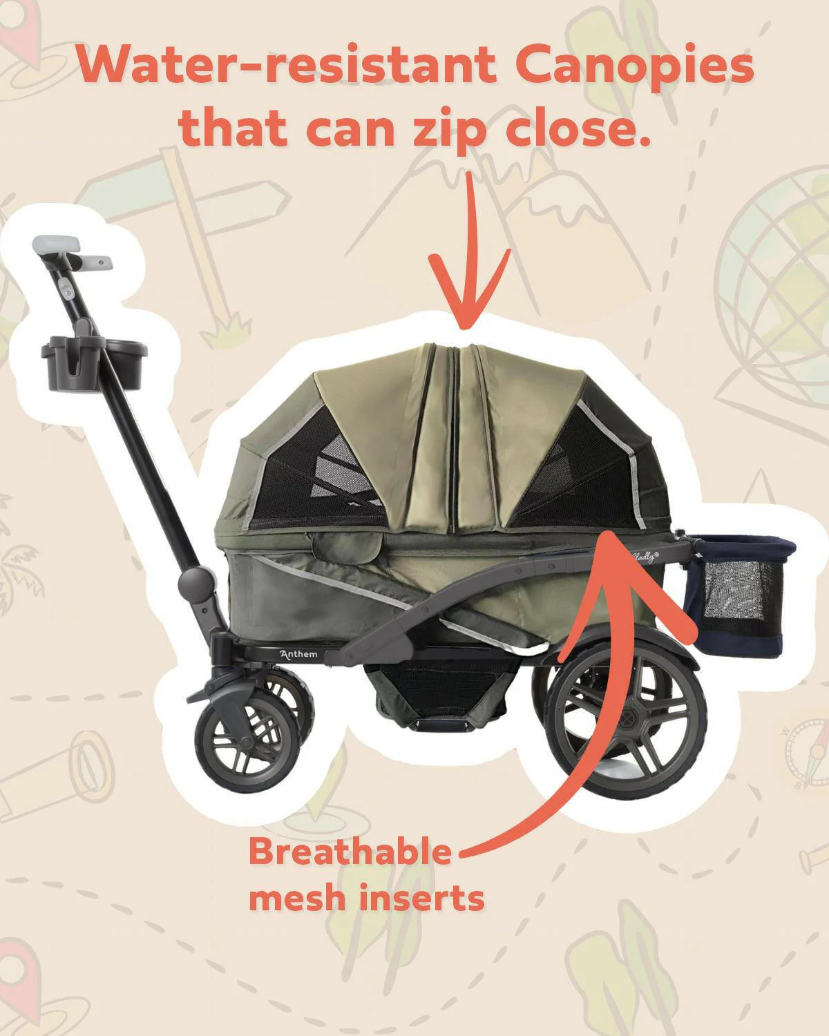 Gladly Family The Adventure Bundle: Anthem Deluxe All-Terrain Stroller Wagon - Image 4