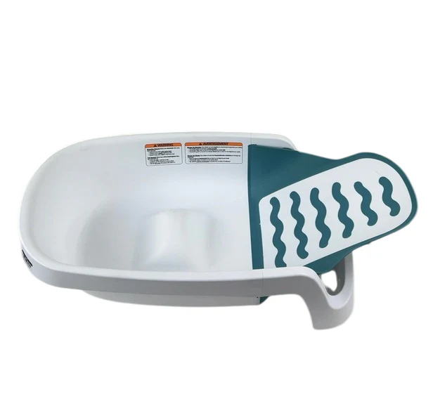 The First Years Sure Comfort 4 in 1 Reclining Bathtub, White/Teal - Image 3