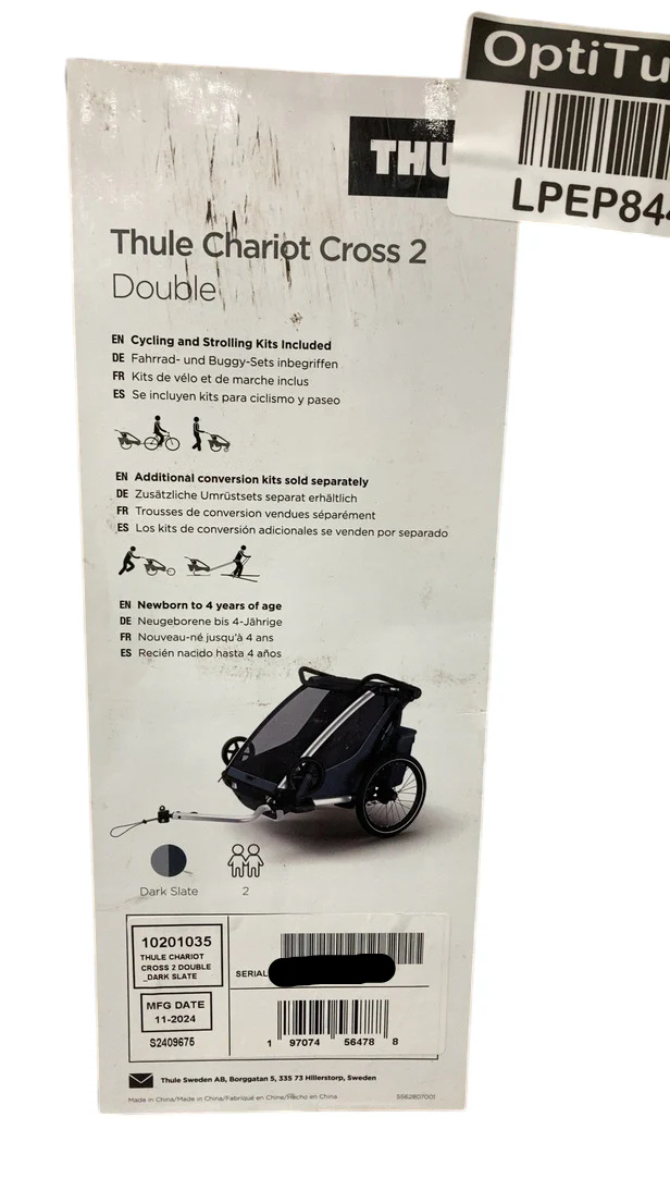 Thule Chariot Cross Bike Trailer Stroller 2 Seat, Dark Slate, 2024 - Image 4