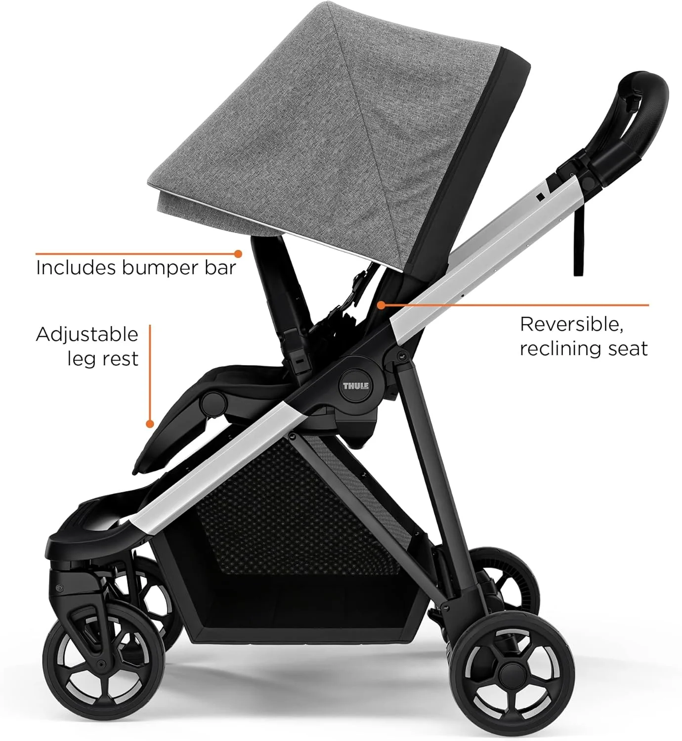 Thule Shine Stroller, Aluminum, 2023, Grey Melange - Image 2
