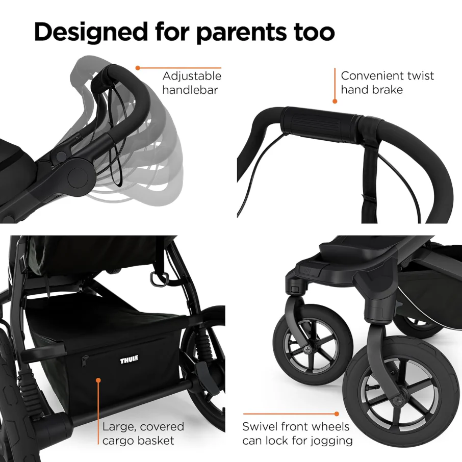 Thule Urban Glide 4-Wheel Stroller, 2023, Click In Buckle, Mid Blue - Image 2