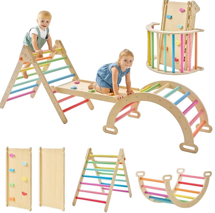 Tiny Land 3-in-1 Montessori Climbing Set, Rainbow