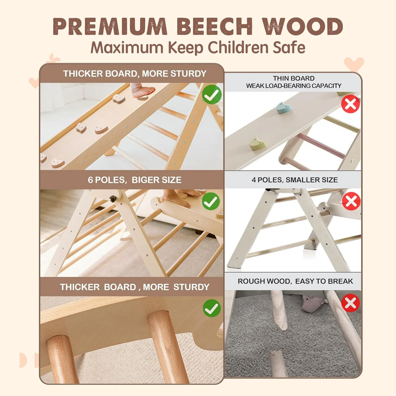 Tiny Land 5-in-1 Montessori Climbing Set, Natural - Image 3