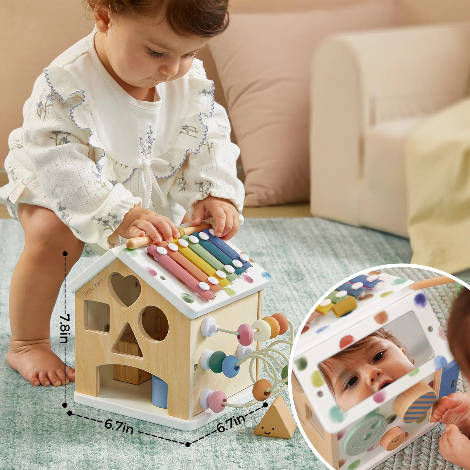 Tiny Land Cottage Activity Cube, Morandi - Image 8