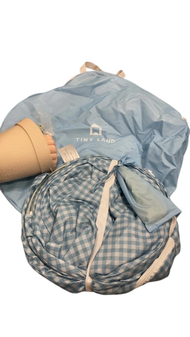 Tiny Land One-Stop Beach Toy & Tent Set, Light Blue Gingham - Image 2