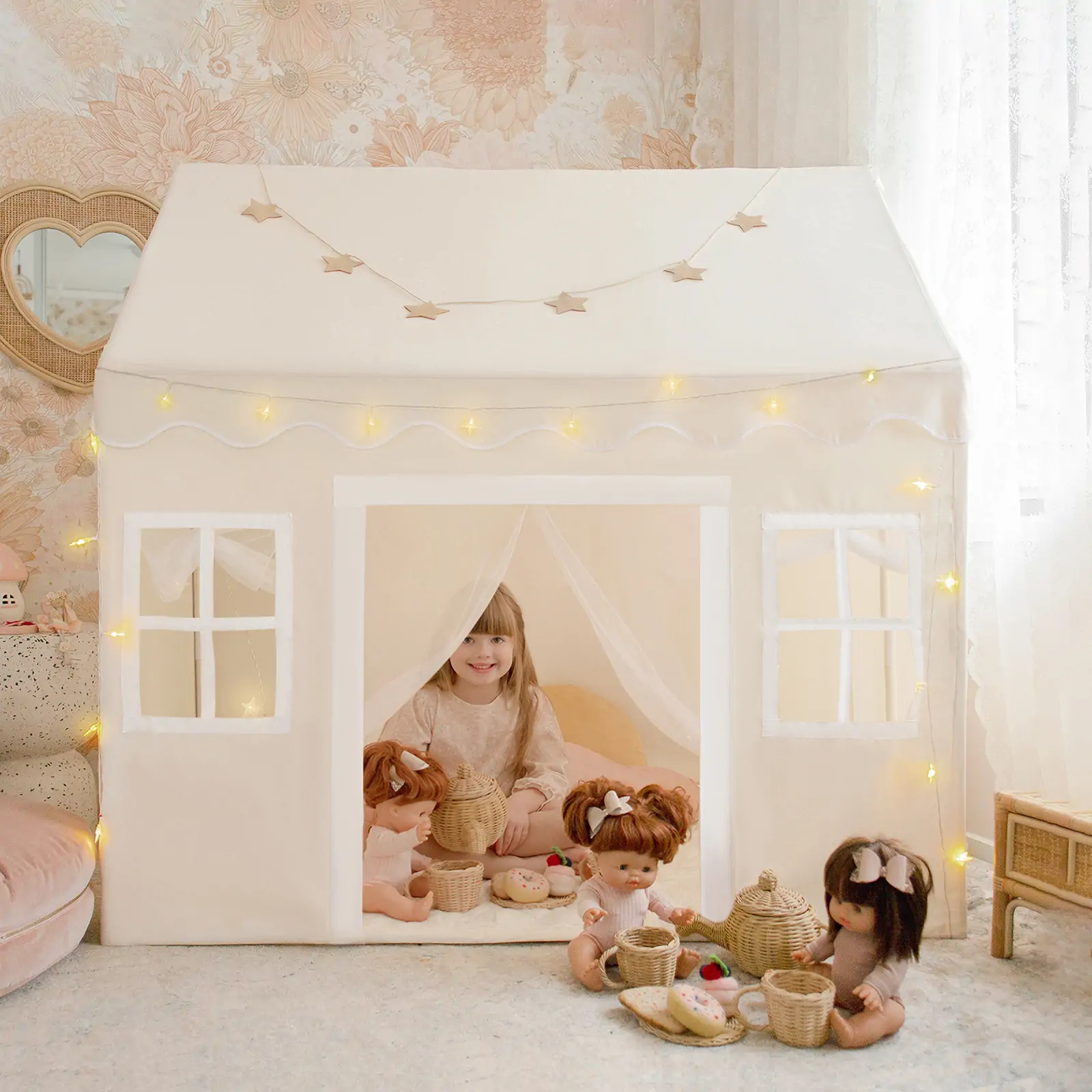 Tiny Land Playhouse Tent, Natural Cream - Image 2