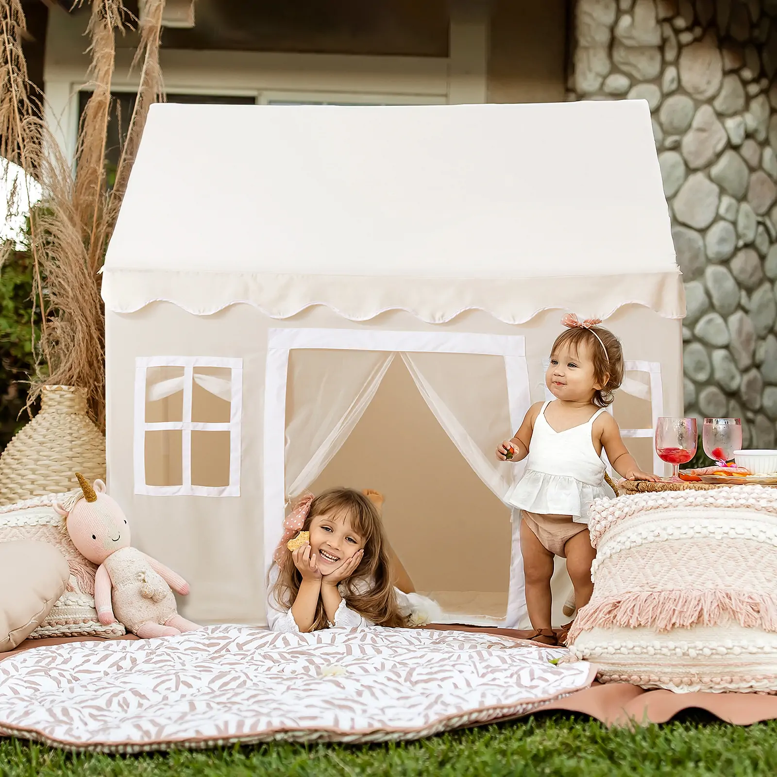 Tiny Land Playhouse Tent, Natural Cream - Image 4