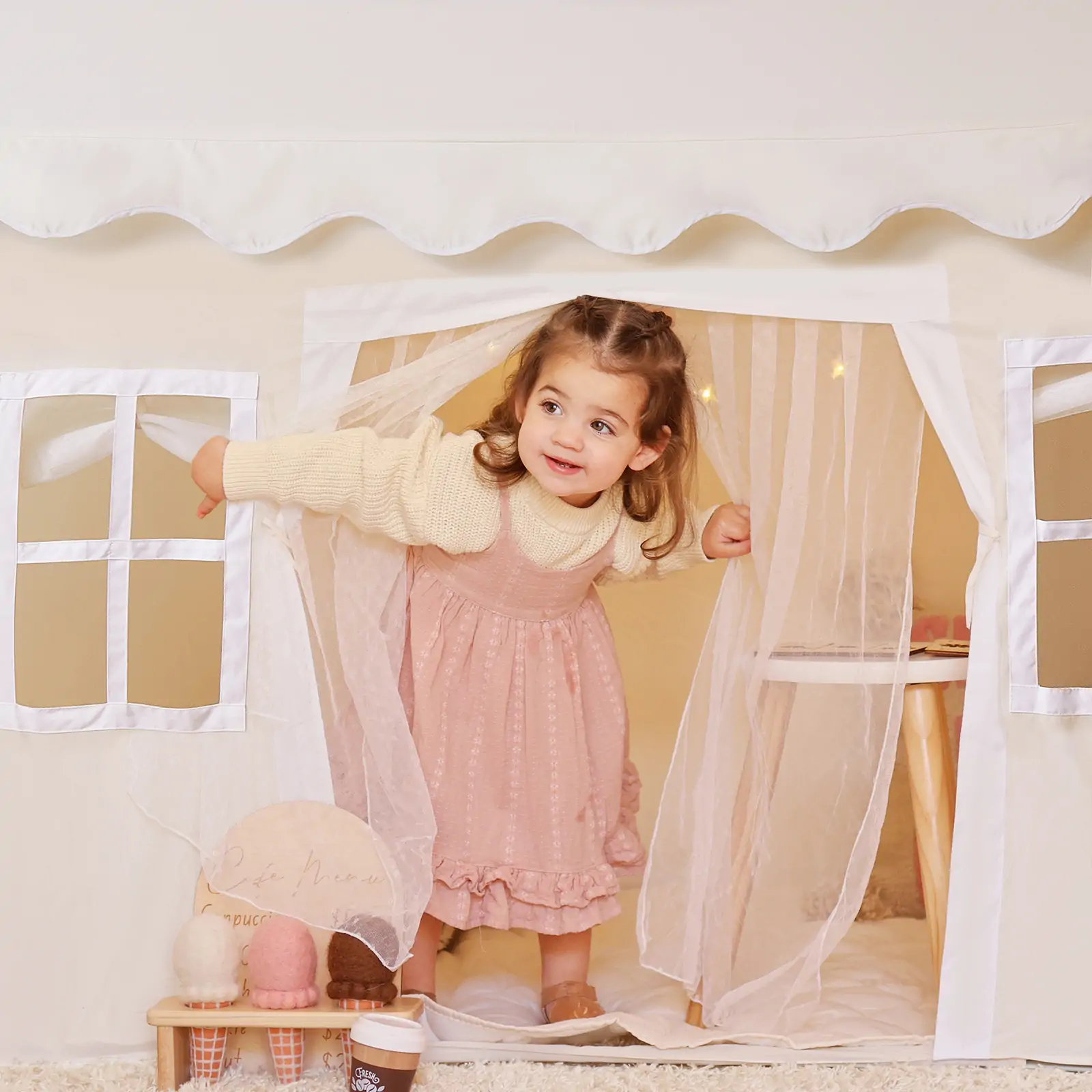 Tiny Land Playhouse Tent, Natural Cream - Image 8