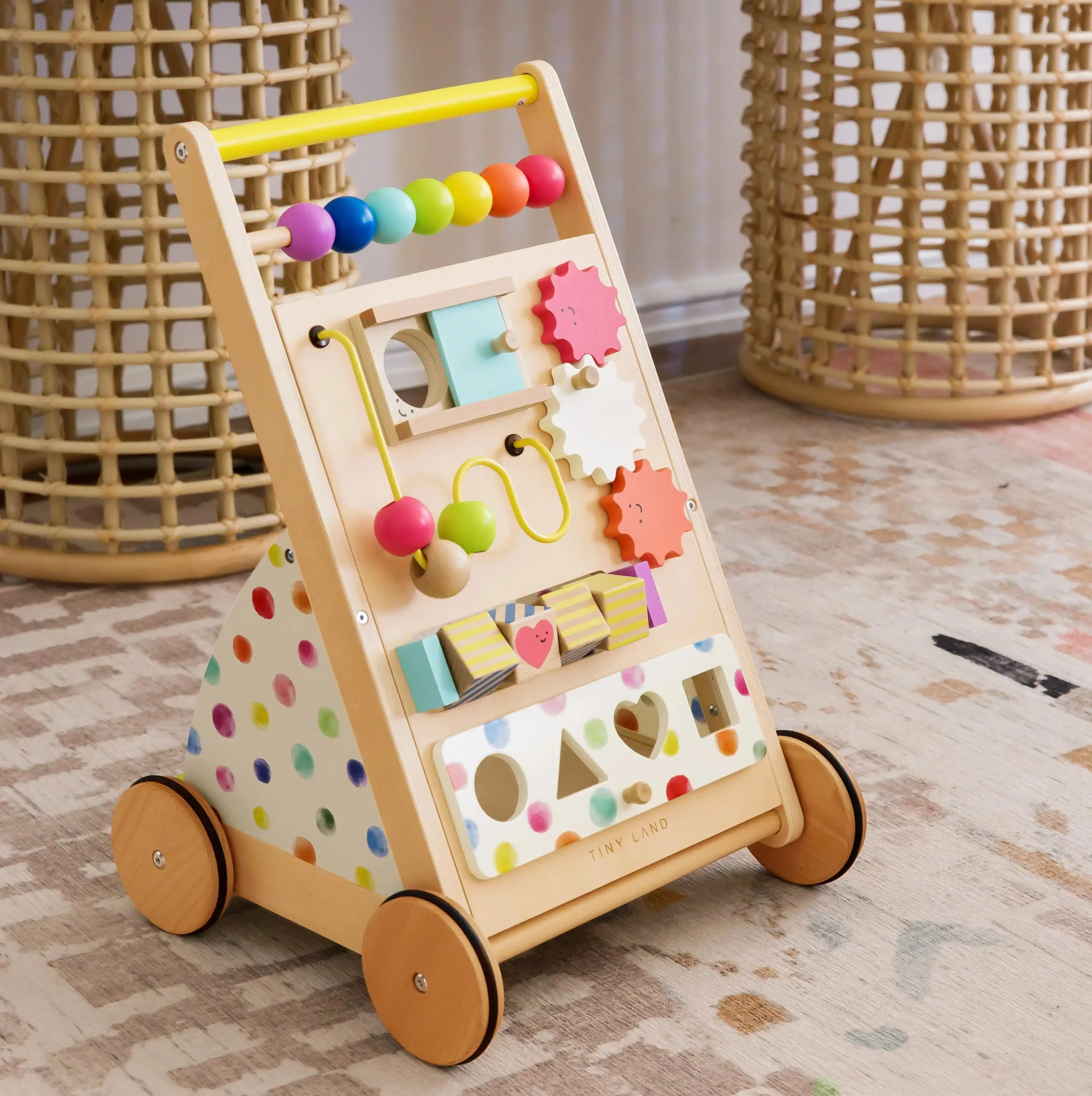 Tiny Land Premium Natural Wooden Activity Walker - Image 3