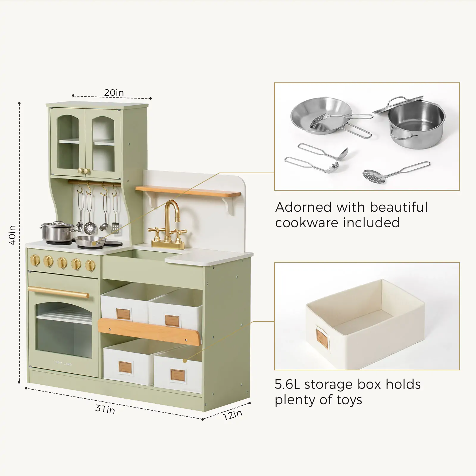 Tiny Land Serenity Wooden Kitchen, Green - Image 8