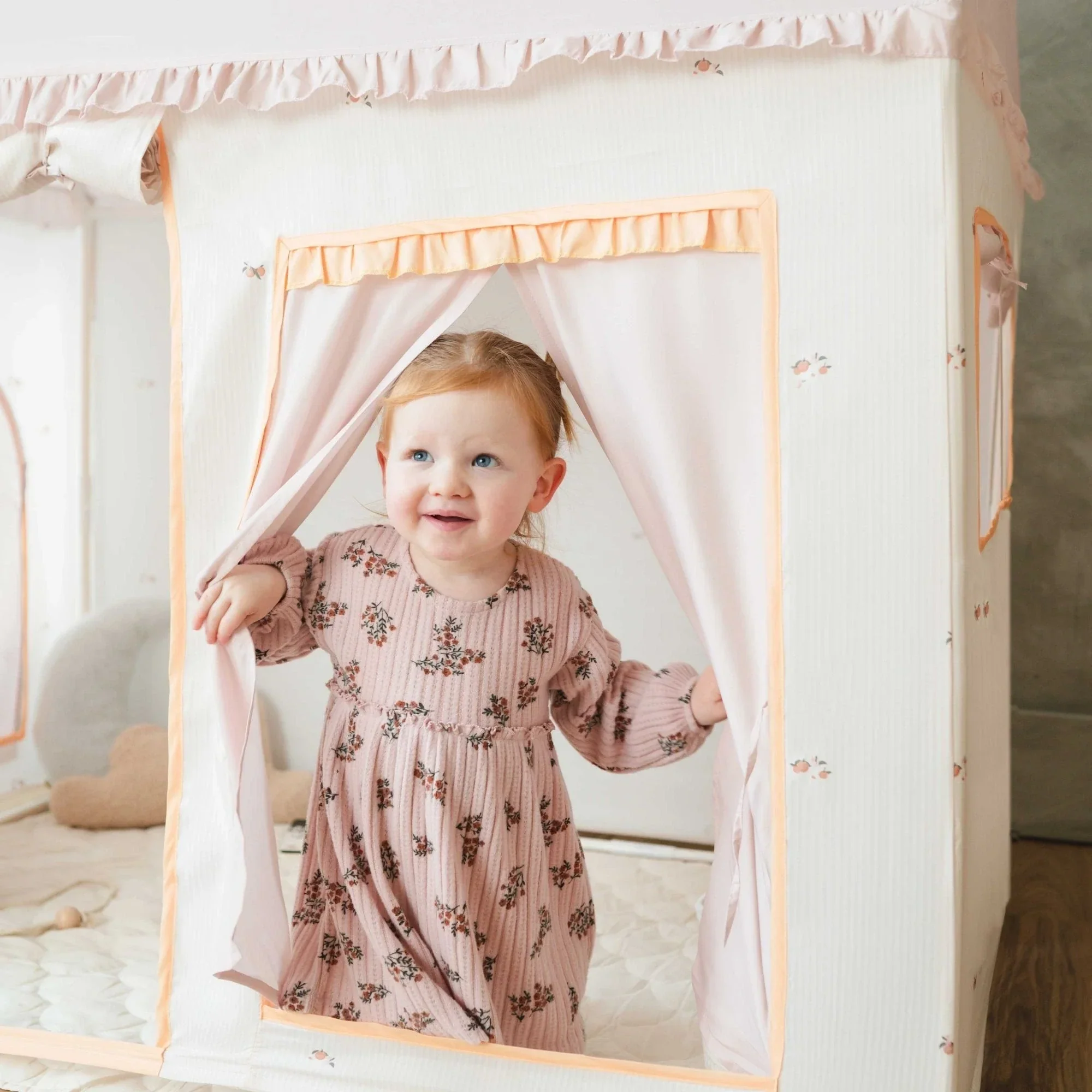 Tiny Land Sweet Citrus Kids Play Tent, White and Pink - Image 5