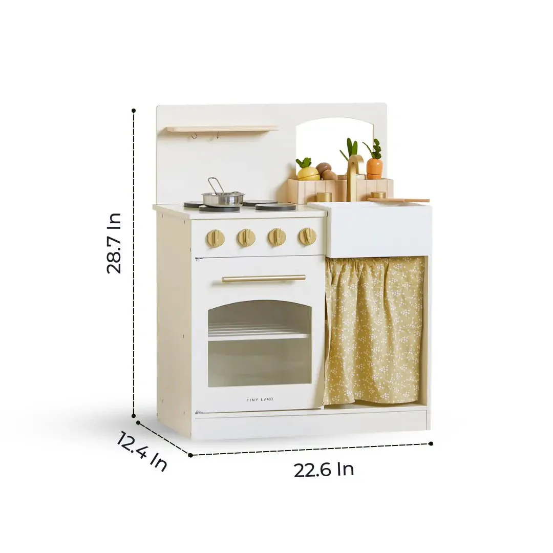Tiny Land Wooden Play Kitchen Honey Kitchenette with Pretend Cooking Set - Image 11