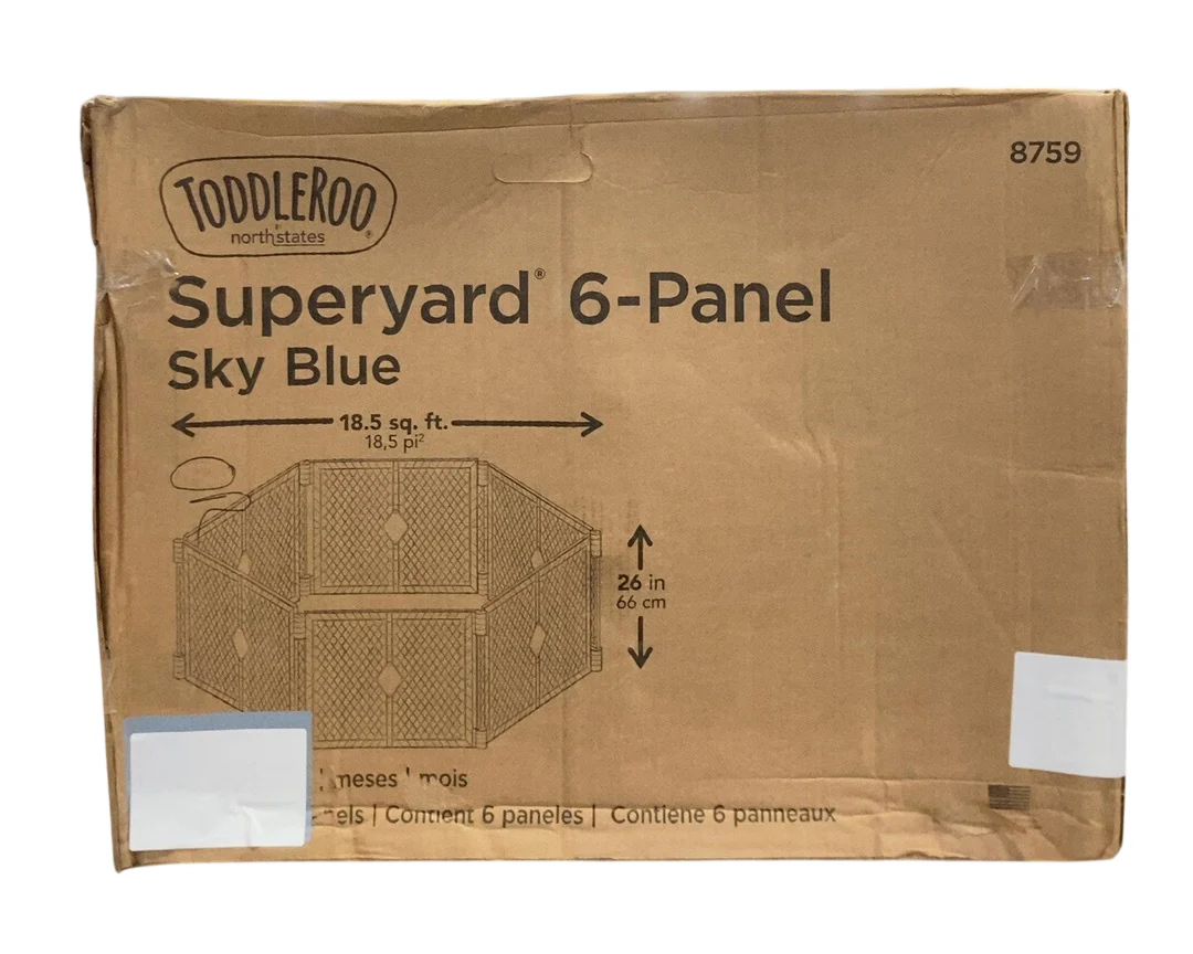 Toddleroo By North States Superyard Ultimate Playard, 6 Panel, Aqua Blue - Image 3