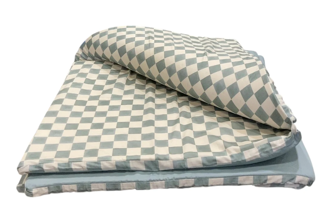 Toki Kids Mega Padded Play Mat 55" x 55", Checker Matcha - Image 2