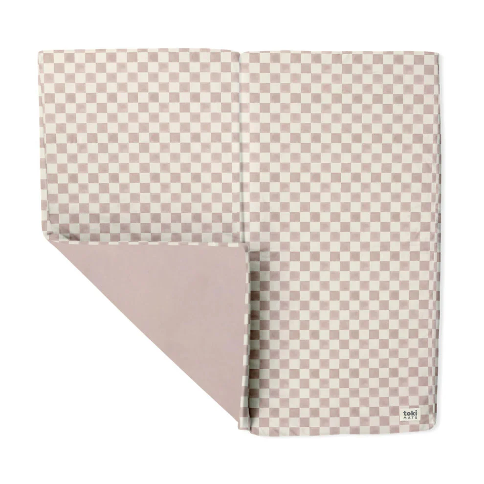 Toki Kids Mega Padded Play Mat 55" x 55", Checker Toffee