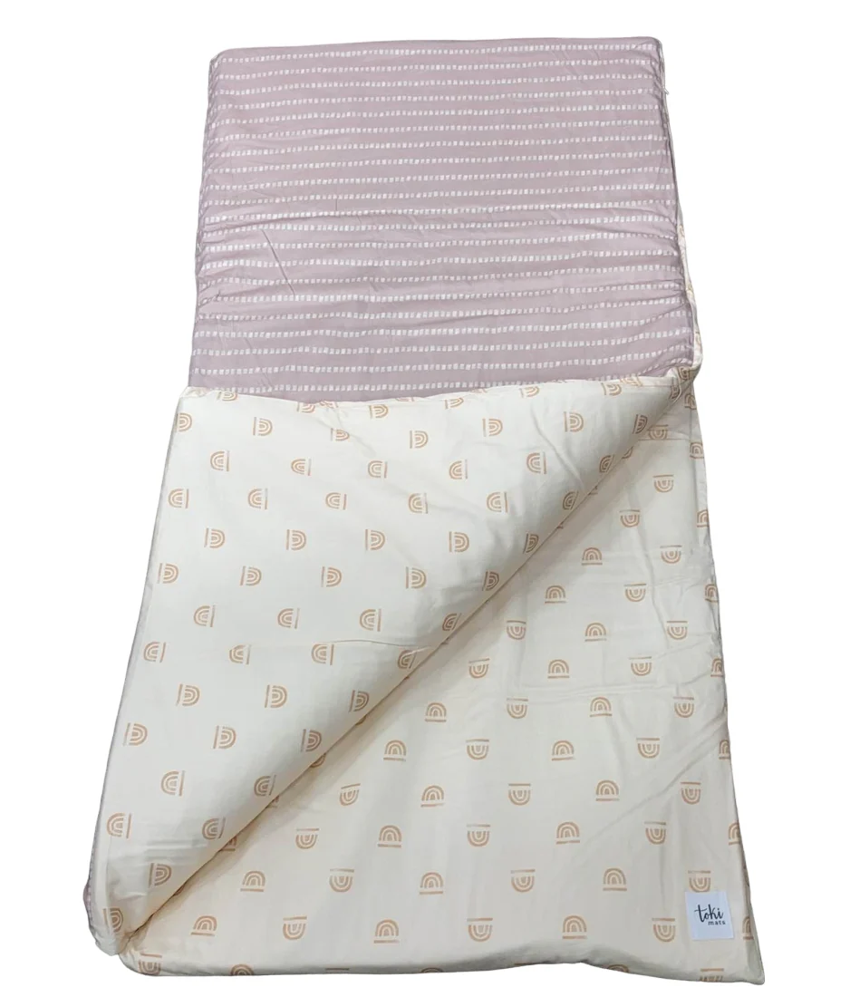 Toki Kids Mega Padded Play Mat 55" x 55", Peach Rainbow
