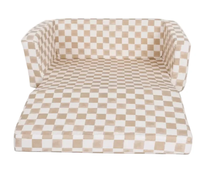 Toki Kids Play Couch, Checker Toffee - Image 2