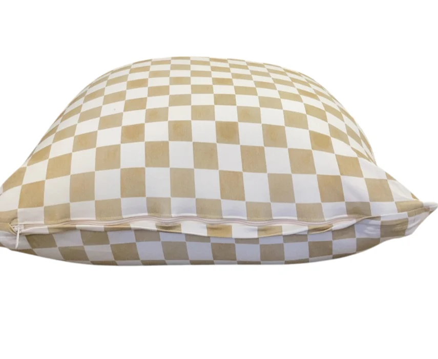Toki Kids Square Bean Bag, Checker Toffee - Image 3